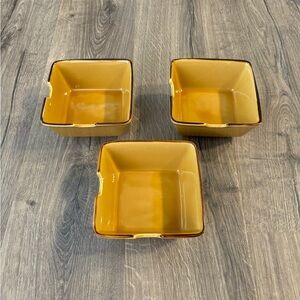 Pottery Barn Asian Square Yellow NOODLE SOUP BOWL 6" MADE IN JAPAN (3 Bowls)
